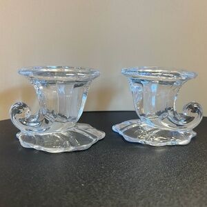 Pair Vtg Heisey Warwick Cornucopia Candle Holder "Shorts"